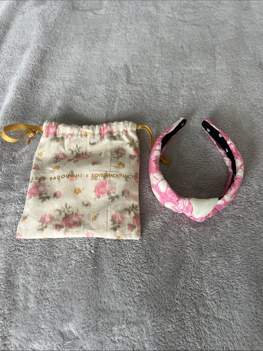 LoveShackFancy Pink Floral Knotted Padded Headband